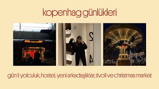 Kopenhag günlükleri 1 I yolculuk hostel deneyimi yeni arkadaşlıklar Tivoli ve Christmas market [upl. by Yeltnerb]