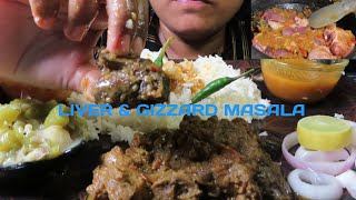 ASMR  DELICIOUS LIVER amp GIZZARD MASALA TOMATO KANJI SALAD RIDGED GOURD SANTULA EATING😋 [upl. by Ciapas]