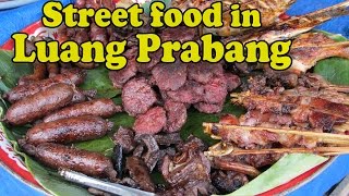 Lao Food Street Food Luang Prabang Laos อาหารข้างทางหลวงพระบาง ลาว [upl. by Auqinaj]