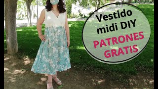 Patrones vestido midi diy  cruzado  Todas las tallas de la 36 a la 50 [upl. by Cacia953]