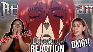 NON ATTACK ON TITAN FANS REACTS TO EVERY ATTACK ON TITAN Openings 17 [upl. by Sirroned755]