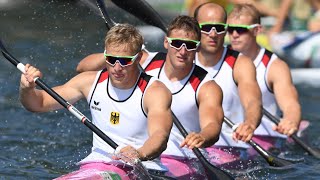 Germanys gold amp Australias silver winning race in 500M canoe sprint K4 final Paris Olympics 2024 [upl. by Eiznil]