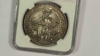 1486 Austria Guldiner Silver Thaler NGC MS67 1953 Restrike First Dollar Sized Coin [upl. by Ainslie576]