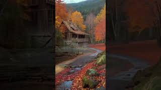 Wood Cabin in Autumn  Rain and Leaves for Calm and Sleep [upl. by Denice]