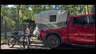 Truck bed tent camping a Huge cave AND BootsBulletsBritchesBologna Also Im going to Prison [upl. by Maynord]