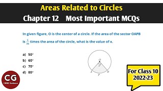 Areas Related to Circles Class 10 Most Important MCQs for Board Exam [upl. by Lengel131]