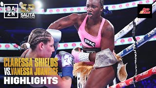 FOURWEIGHT WORLD CHAMP  Claressa Shields vs Vanessa Joanisse Fight Highlights [upl. by Rebeh]