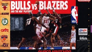 BULLS VS THE BLAZERS AND THE NBA PLAYOFFS SNES JUNE 1 1991EPISODE 1076 Lets Play [upl. by Akerboom]