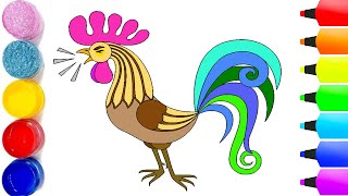 How to draw a simple rooster with Beauty color For kids [upl. by Seek202]