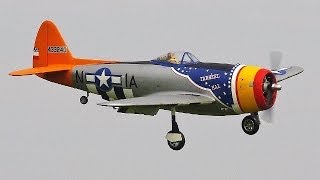 GIANT SCALE TOP FLITE RC P47 THUNDERBOLT  JUG RTF  65cc 5 CYL RADIAL  LEE  DEAN  CMAC 2014 [upl. by Seigel325]