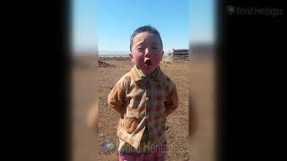 Mongolian Little Child Sings National Music [upl. by Nellek320]