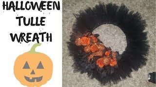 TULLE HALLOWEEN WREATH  QUICK amp EASY  VLOGTOBER [upl. by Aeel]