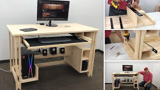 Escritorio de Madera para PC Muy Bonito y Fácil de hacer  Tutorial de Carpintería [upl. by Theis]