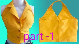 halter neck collar top Halter neck knotch collar ✂️ tutorial part 1 [upl. by Herzberg]