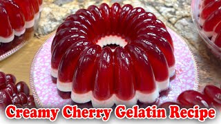 Creamy Cherry Gelatin Recipe [upl. by Anayrb755]