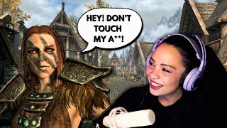 Skyrim Streamer REACTS to Getting Roasted By NPCs Offensive Mod [upl. by Kermie]