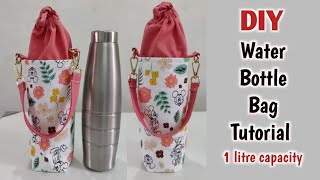 DIY Water Bottle Holder Tutorial  Water Bottle Bag  WATER BOTTLE BAG SEWING TUTORIAL  Bag making [upl. by Seugram333]