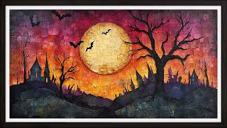 🎃 Halloween Landscape Mosaic Paper Collage ✂  4K Art Screensaver for TV  2 Hours  no sound [upl. by Adihsaar]