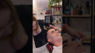 ASMR Haircut Shave and Head Massage by Thai Female Barber shorts [upl. by Nosaes]