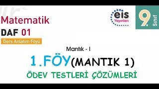 EİS 9 Mat DAF 1Föy Mantık 1 Ödev Testleri Çözümleri [upl. by Richmound191]