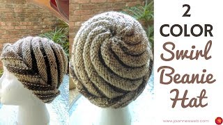 Two Color Swirl Hat  Knitted Swirl Hat  Spiral Beanie 2 Colors [upl. by Anya]