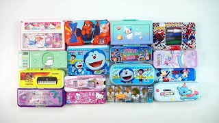 stationery unboxing collection of hello kitty gamedoreamon pouchunicorn ranbowrudra pencil box [upl. by Zelle]