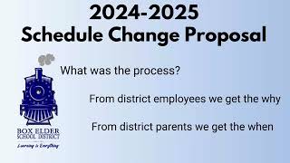 Box Elder School District 20242025 School Year Schedule proposal [upl. by Annauqahs141]