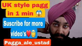 how to tie UK style pagg in 1 min😱❤️followfor more videos Paggaaleustad youtube youtubeshorts [upl. by Atirat]