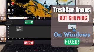 Fixed Taskbar ICONS Not Showing on Windows 10 [upl. by Akinorev666]