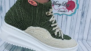 como TEJER ZAPATILLA en BOTA TIPO JORDAN´S en CROCHET [upl. by Ahsilem]