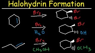 Halohydrin Formation  Addition of Halogens to Alkenes  Br2 amp H2O [upl. by Gurney]