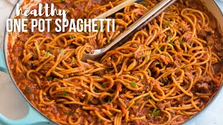 ONE POT Spaghetti and Meat Sauce made healthier  The Recipe Rebel [upl. by Gertruda]