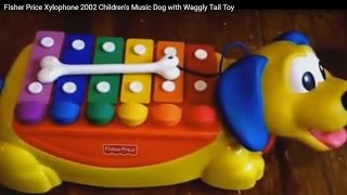 Fisher Price Xylophone 2002 Childrens Music Dog with Waggly Tail Piano Vintage Retro Toy [upl. by Elorac]