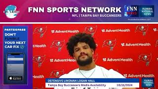 Buccaneers defensive lineman Logan Hall interview ahead of Saints game [upl. by Haelat]