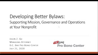 Developing Better Bylaws  Supporting Mission Governance and Operations at Your Nonprofit [upl. by Radke]