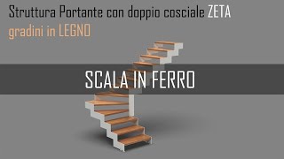 scala in ferro doppio cosciale a zeta e gradini in legno con alzata aperta e tutte le ringhiere [upl. by Boor202]