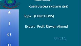 Compulsory English19407 1423  Program 01  Function  AIOU [upl. by Nellad]