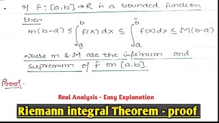 1 Riemann integral theorem proof in hindi  Real Analysis [upl. by Otir]