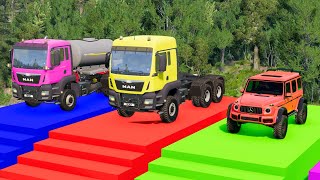 TRANSPORTING PIXAR CARS amp FRUITS WITH COLORED amp JOHN DEERE vs CLAAS vs TRACTORS  BeamNGdrive [upl. by Marigold]