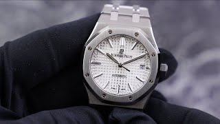 Audemars Piguet Royal Oak 37mm 15450ST White Unboxing amp Presentation [upl. by Ydniahs]