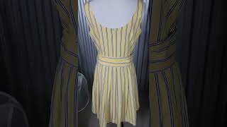 Talbots Womens Dress 12P Yellow Striped Sleeveless Lined Back Zip Belted CasualSize 12 Petite [upl. by Ahsiekrats]