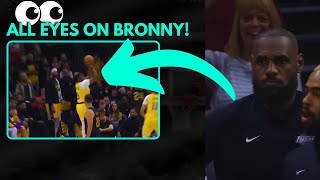 Standing Ovation in Cleveland 🎉 Bronny James Scores First NBA Bucket with LeBron Cheering [upl. by Mal]