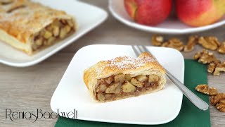 Füllen einrollen fertig 🍎 Apfelstrudel aus Blätterteig [upl. by Ettezoj397]