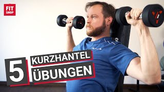 Hanteltraining zu Hause  5 Kurzhantel Übungen [upl. by Ahsiliw]