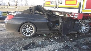 PKW unter LKW  1 Verletzter auf A61 Höhe Meckenheim am 190116 [upl. by Hsilgne]