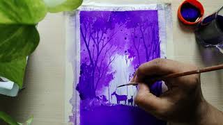 PAINTING WITH UJALA  MONOCHROMATIC PAINTING  LANDSCAPE PAINTING  RHAPSODY OF ART [upl. by Noimad414]