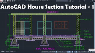 AutoCAD House Section Drawing Tutorial  1 of 3 [upl. by Nert187]