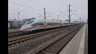 ICE Trains at 300 kmh Nürnberg Ingolstadt Schnellfahrstrecke [upl. by Iraj]