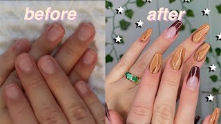 HOW I DO MY AESTHETIC FAKE NAILS AT HOMEremoval included [upl. by Nilla802]