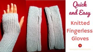 Knitted Fingerless Gloves  Beginner Knitting [upl. by Peursem486]